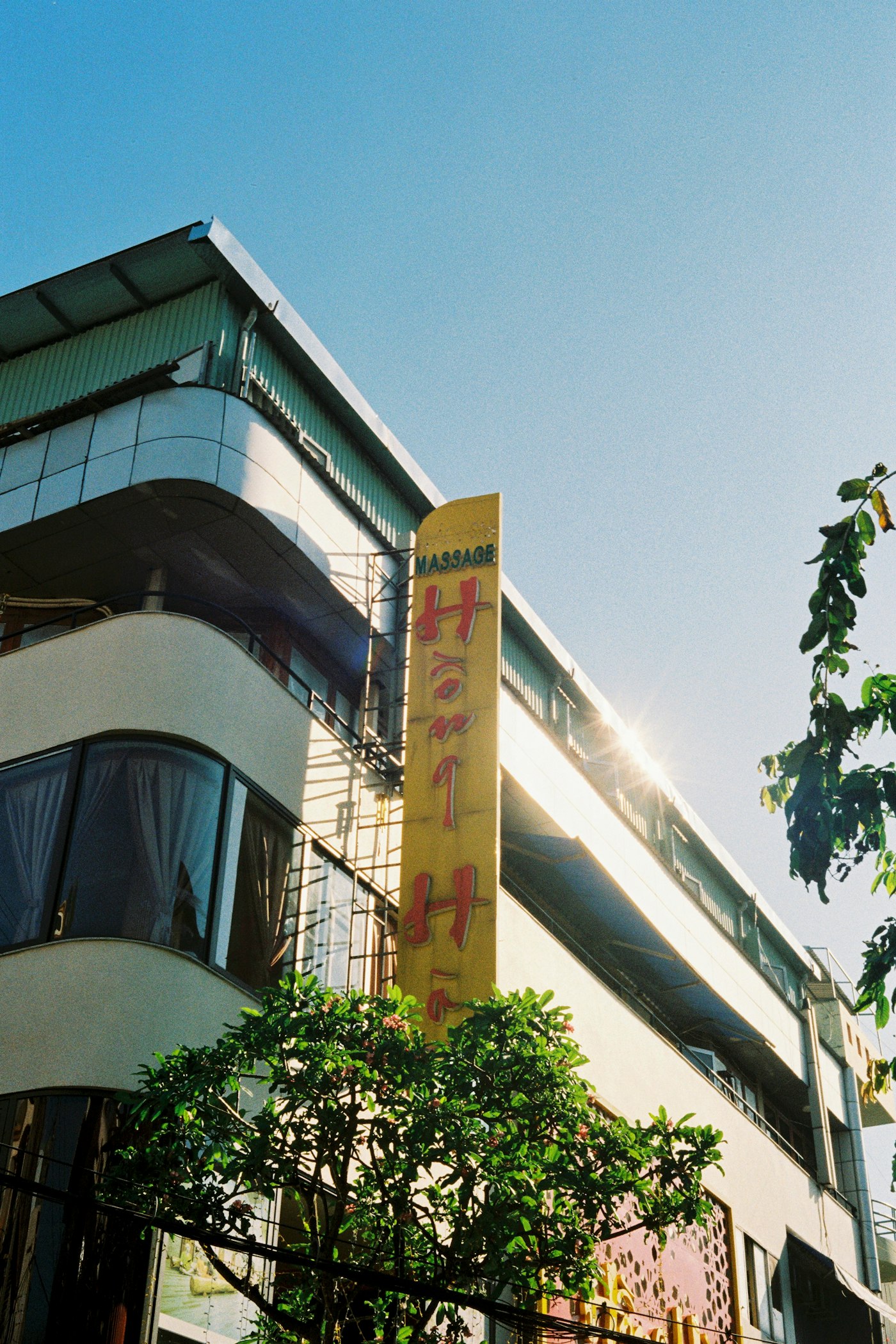 Colorful building facade on a street in Ho Chi Minh City