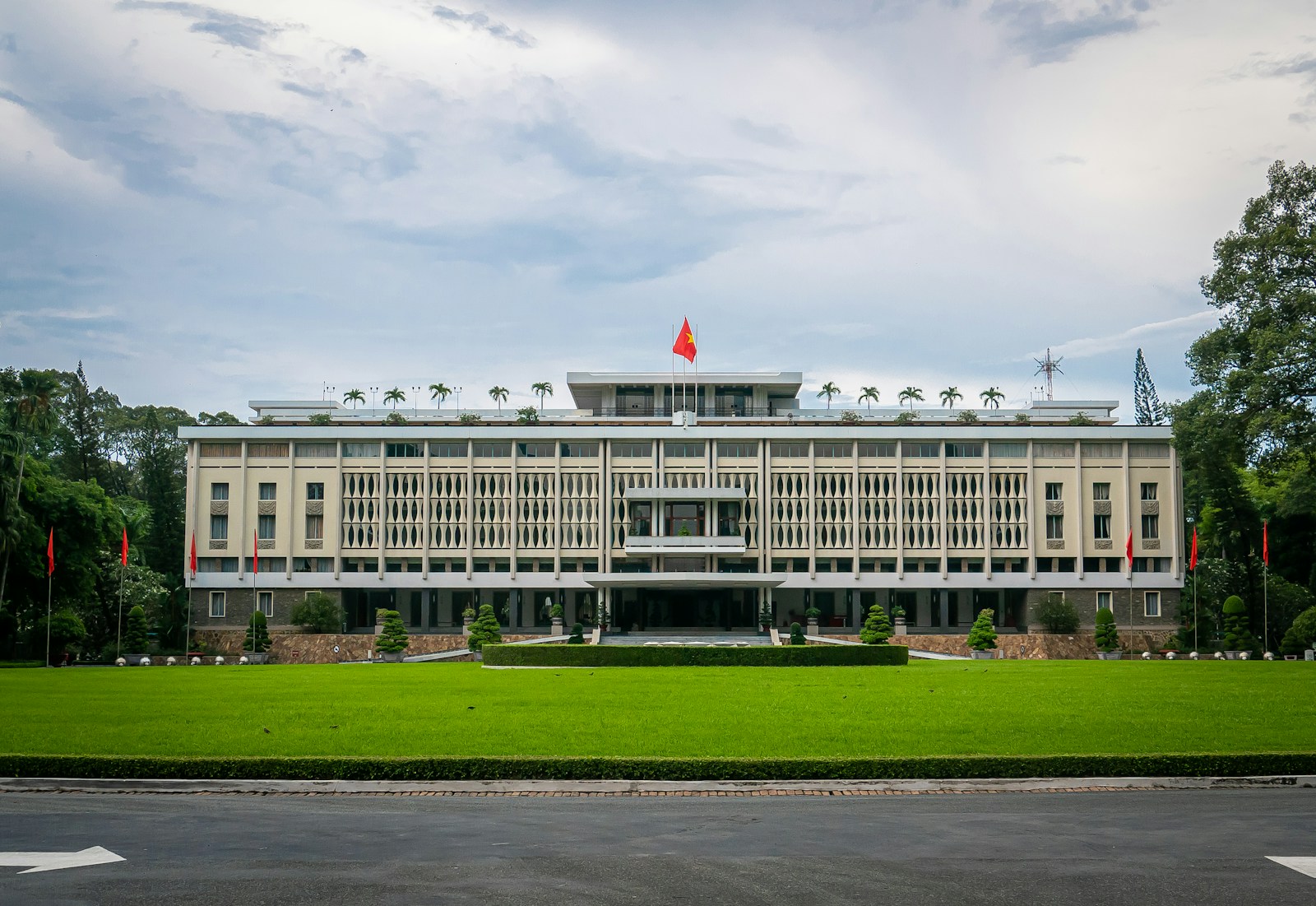 The front facade of Independence Palace in Ho Chi Minh City, venue of the 24th Vietnam Film Festival opening