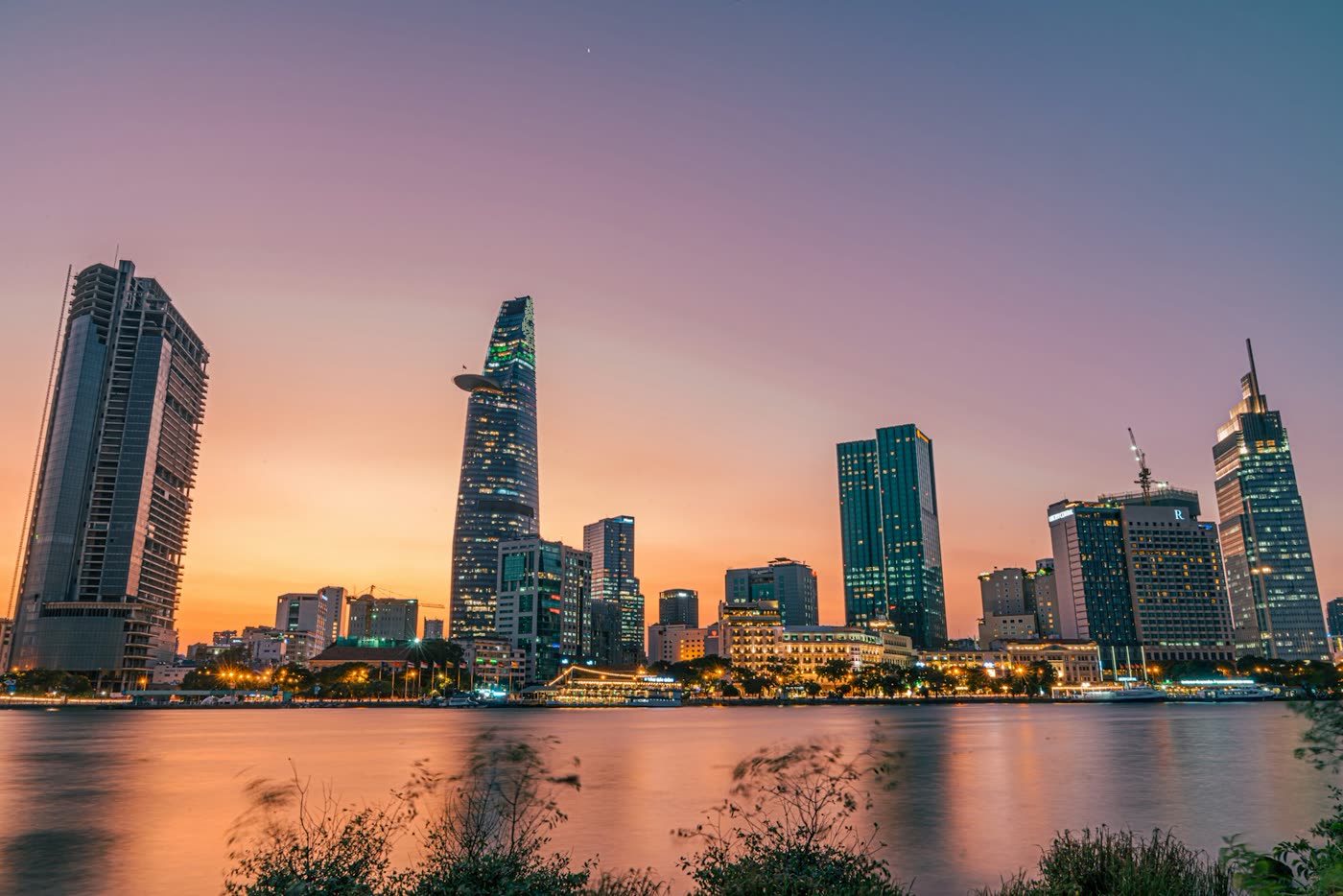 The Ho Chi Minh City skyline at dusk