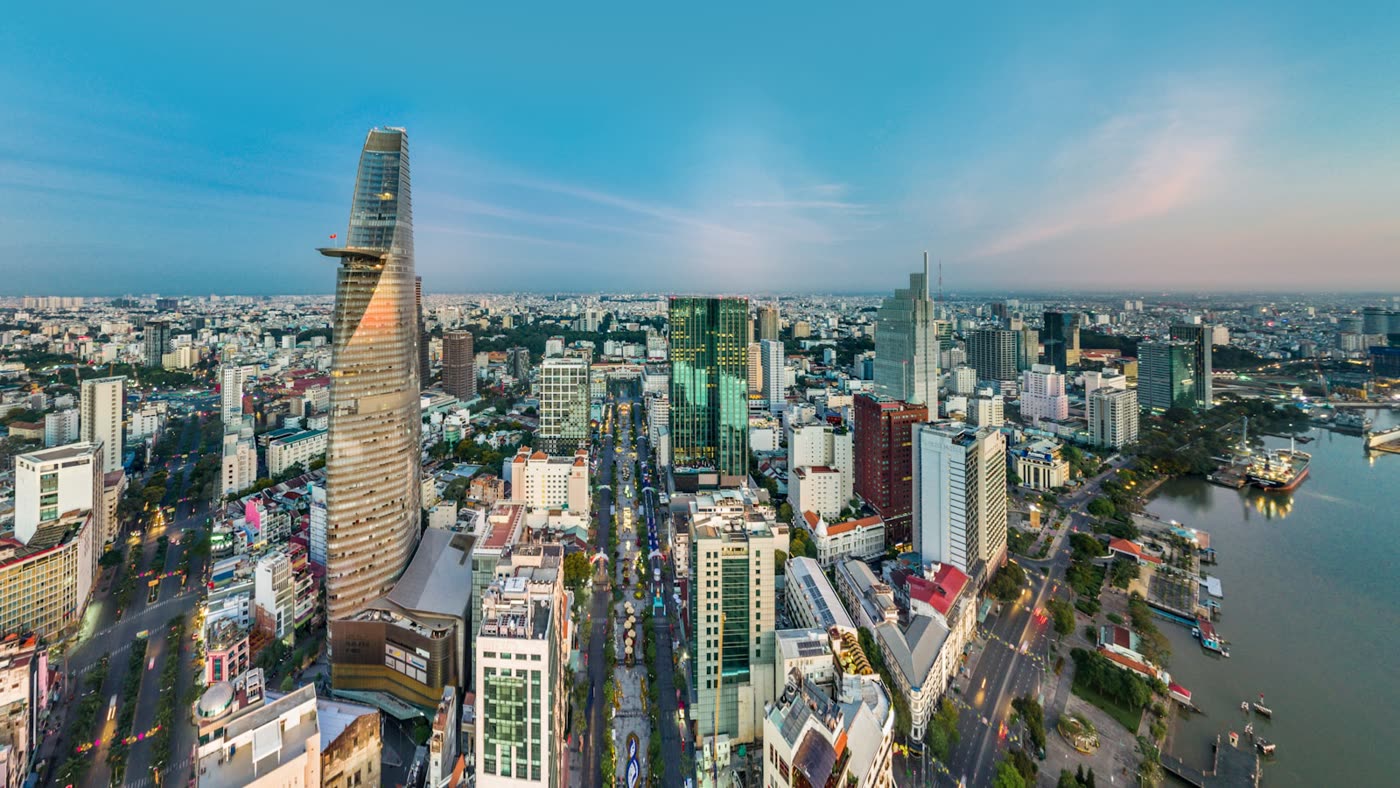 High rise towers along the Ho Chi Minh City waterfront